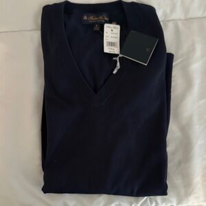 Brooks Brothers Men's Deep Blue V-Neck Sweater